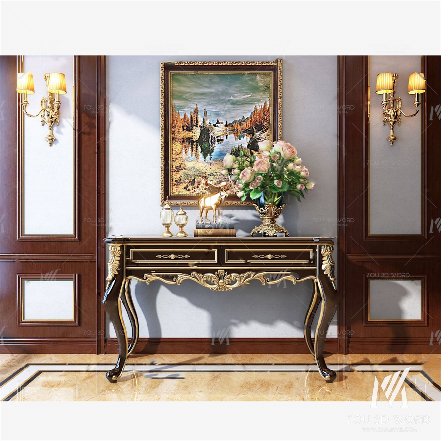 American light luxury end view case 3d model